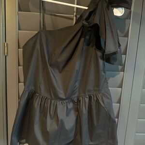 Catherine Malandrino Black One-Shoulder Blouse